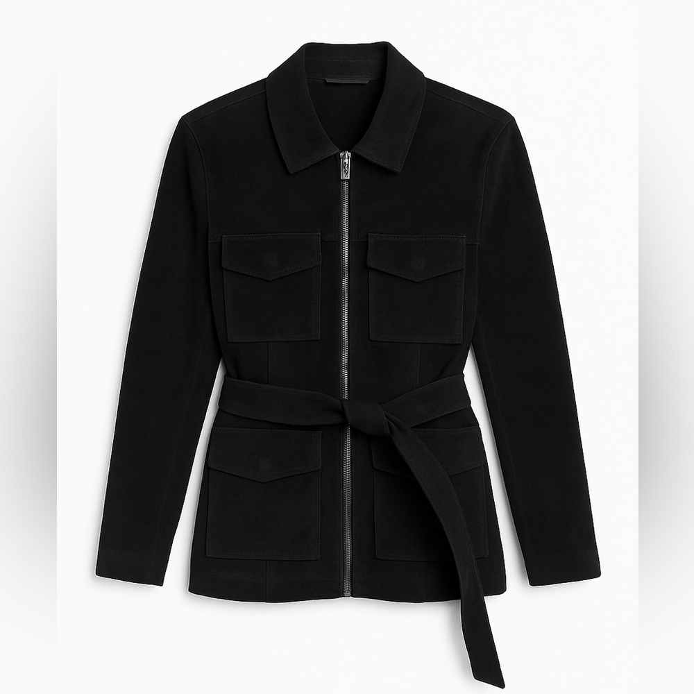 Wilsons Leather Black Suede Jacket with Belt